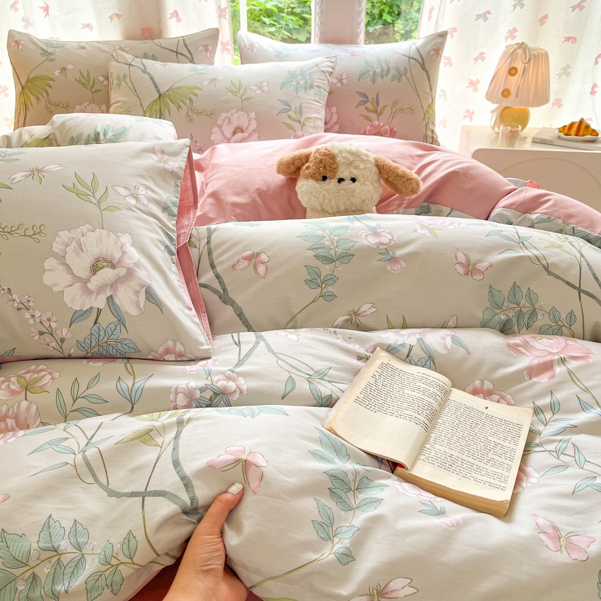 91家纺网 家纺一手货源 找家纺 柠馨 2025新款全棉印花四件套安凡妮系列 醉墨