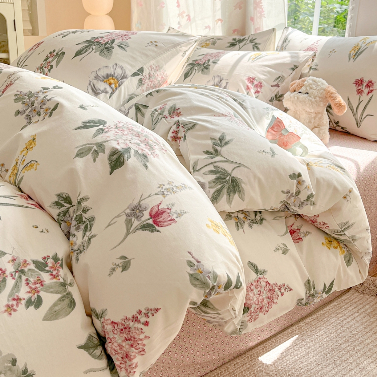 91家纺网 家纺一手货源 找家纺 柠馨 2025新款全棉印花四件套安凡妮系列 肆春