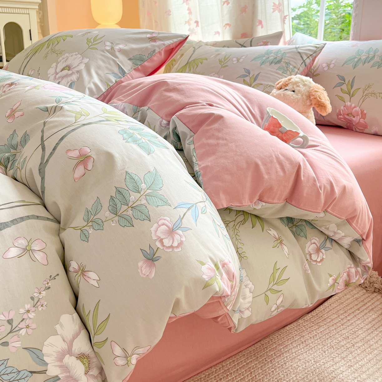 91家纺网 家纺一手货源 找家纺 （总）柠馨 2025新款全棉印花四件套安凡妮系列