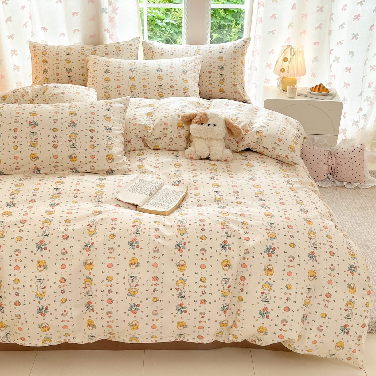 91家纺网 家纺一手货源 找家纺 柠馨 2025新款全棉印花四件套安凡妮系列 灵犀