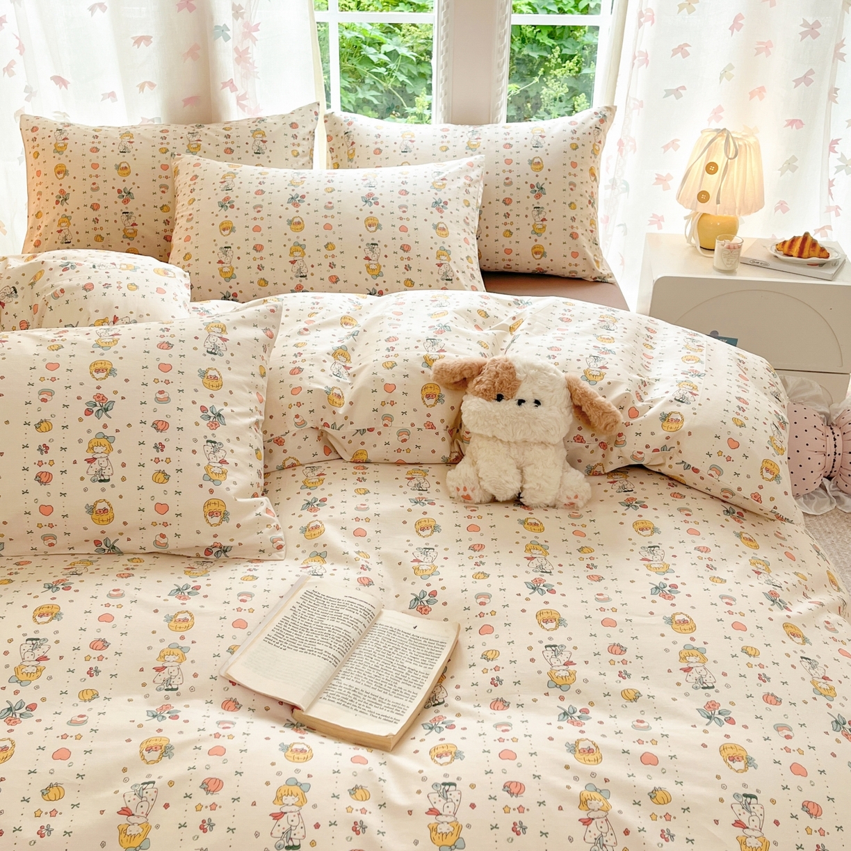 91家纺网 家纺一手货源 找家纺 柠馨 2025新款全棉印花四件套安凡妮系列 灵犀