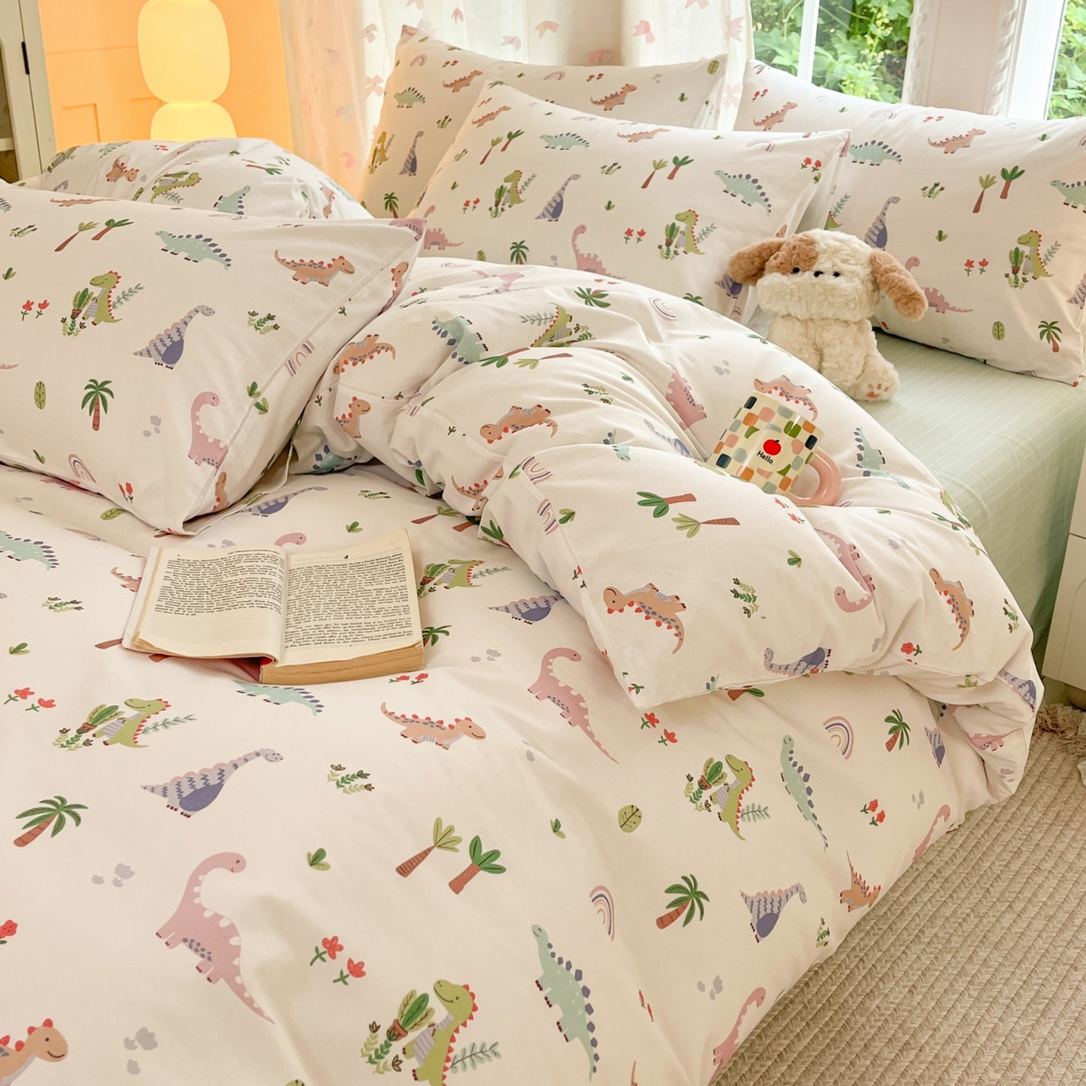 91家纺网 家纺一手货源 找家纺 柠馨 2025新款全棉印花四件套安凡妮系列 小萌龙