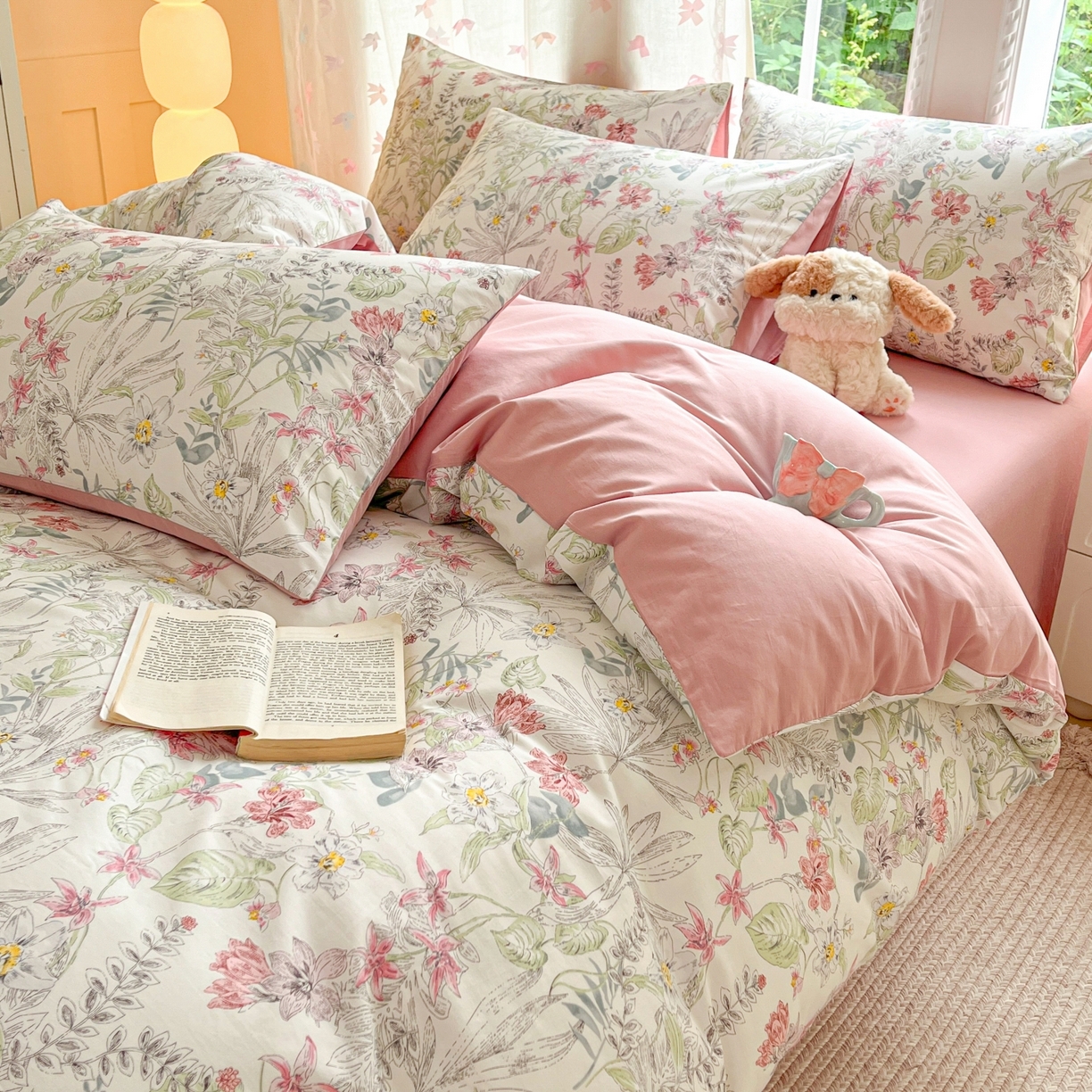 91家纺网 家纺一手货源 找家纺 柠馨 2025新款全棉印花四件套安凡妮系列 北沐