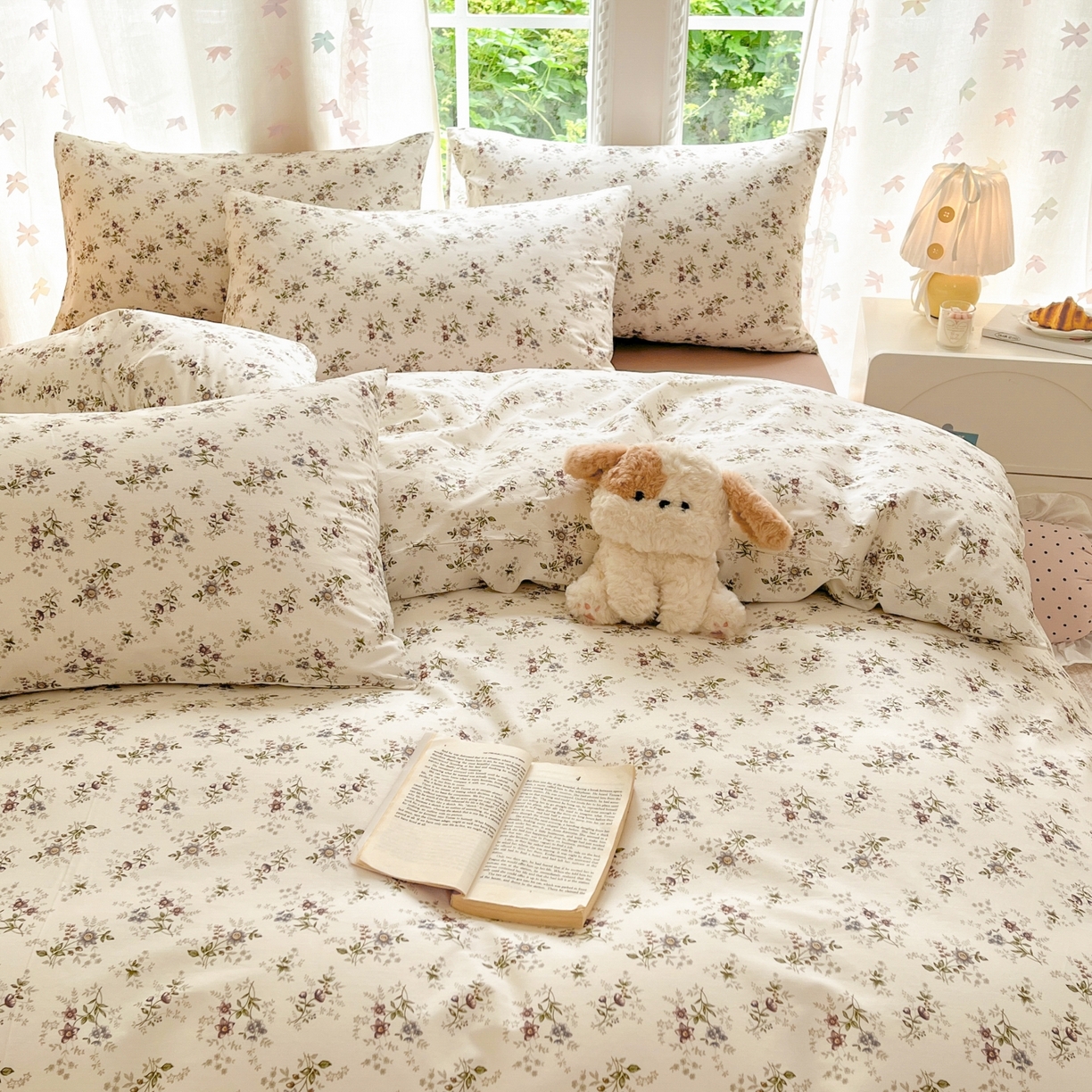 91家纺网 家纺一手货源 找家纺 柠馨 2025新款全棉印花四件套安凡妮系列 曦禾