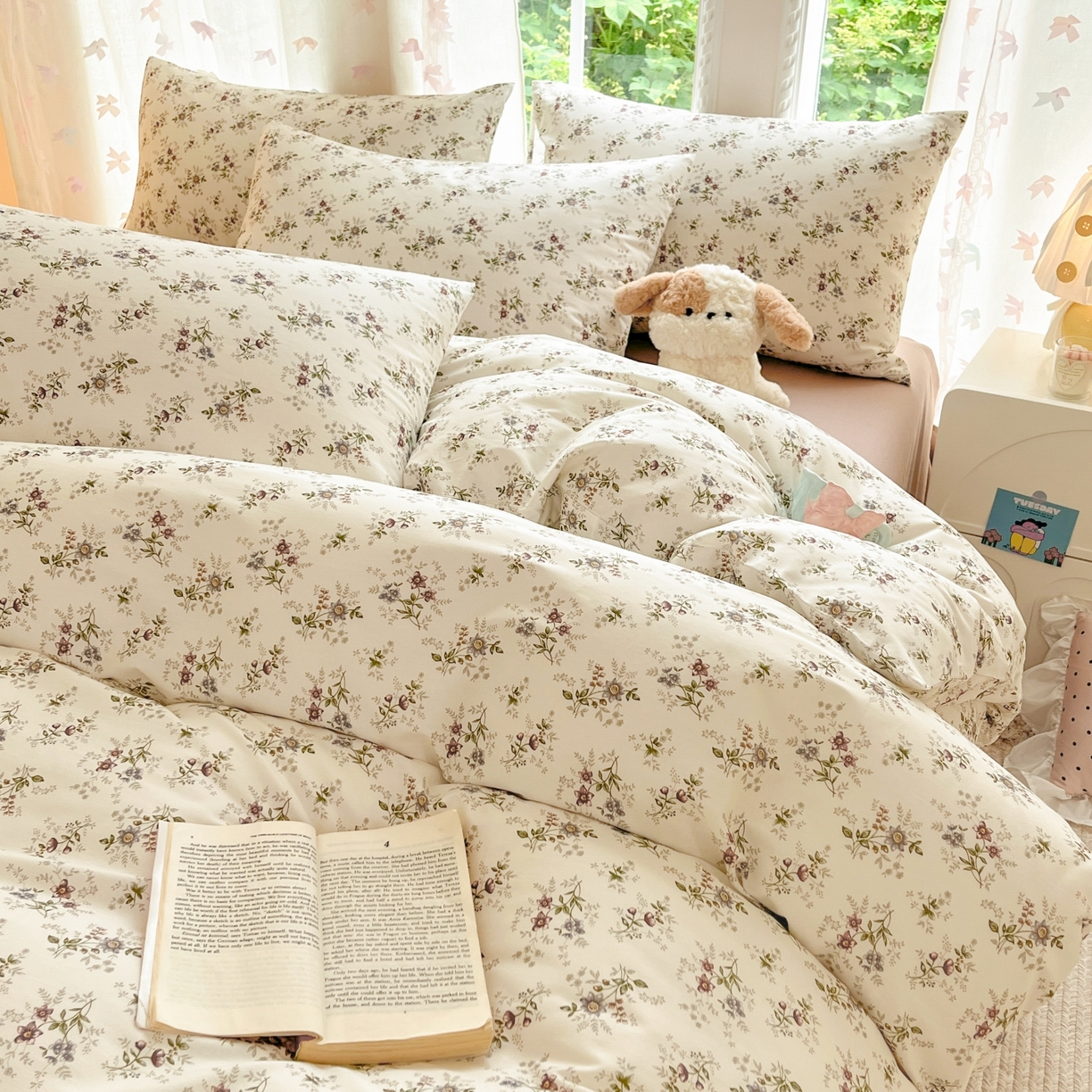 91家纺网 家纺一手货源 找家纺 柠馨 2025新款全棉印花四件套安凡妮系列 曦禾