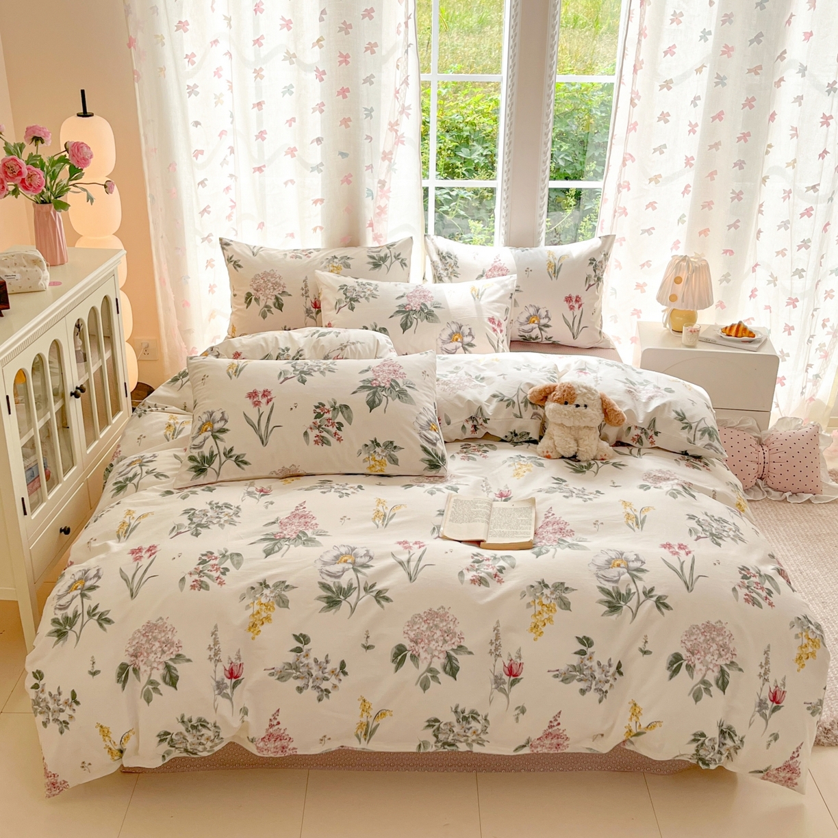 91家纺网 家纺一手货源 找家纺 柠馨 2025新款全棉印花四件套安凡妮系列 肆春