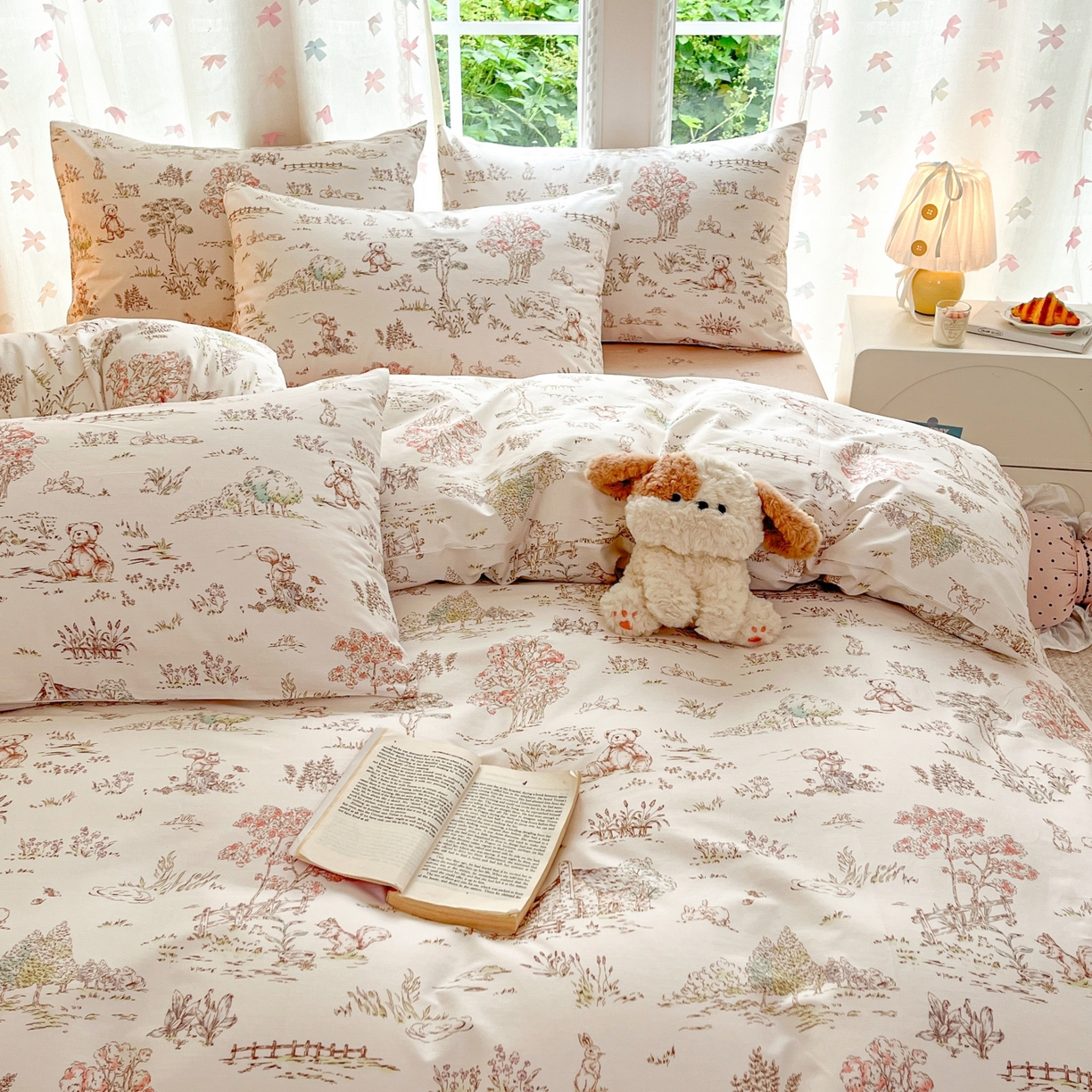 91家纺网 家纺一手货源 找家纺 柠馨 2025新款全棉印花四件套安凡妮系列 觅遇