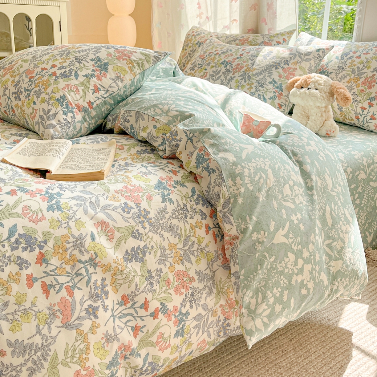 91家纺网 家纺一手货源 找家纺 柠馨 2025新款全棉印花四件套安凡妮系列 昭黎