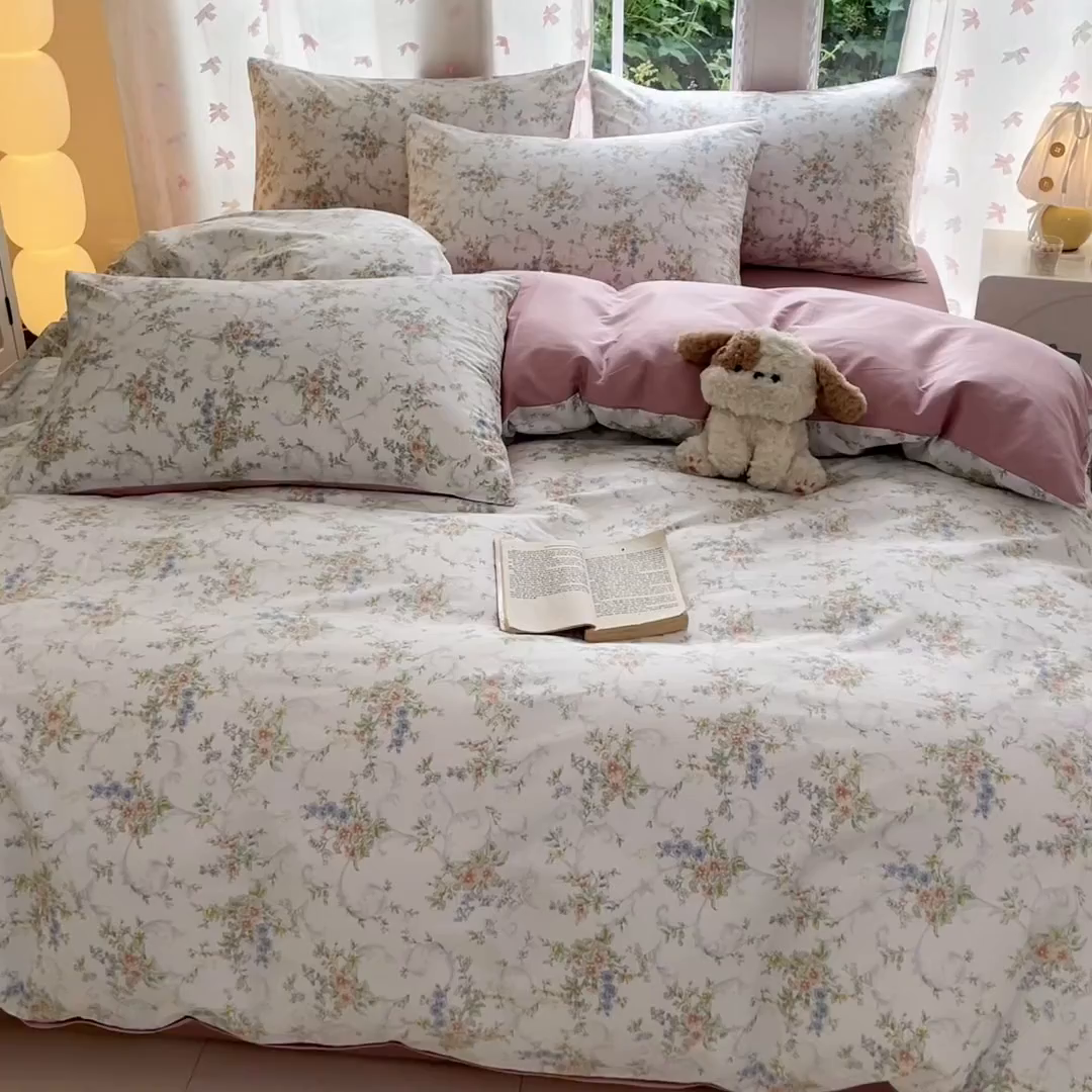 91家纺网 家纺一手货源 找家纺 柠馨 2025新款全棉印花四件套安凡妮系列 逐梦