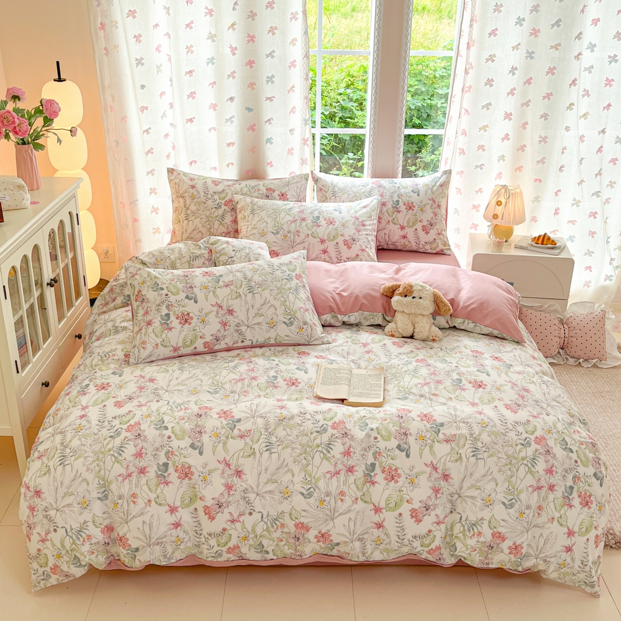 91家纺网 家纺一手货源 找家纺 柠馨 2025新款全棉印花四件套安凡妮系列 北沐