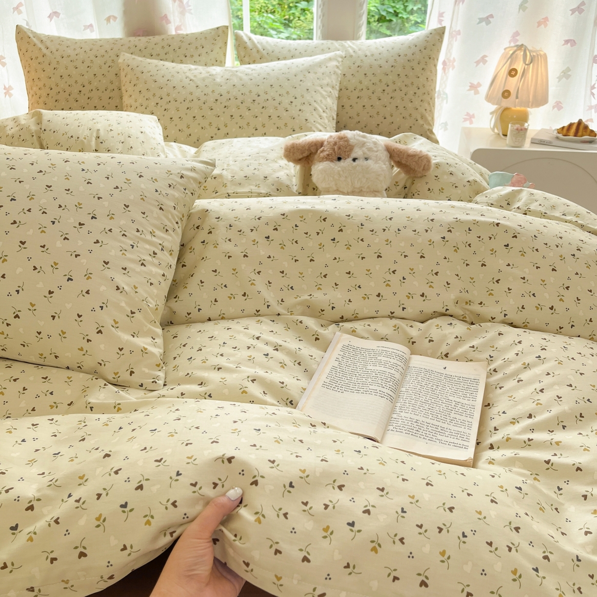 91家纺网 家纺一手货源 找家纺 柠馨 2025新款全棉印花四件套安凡妮系列 宁谧