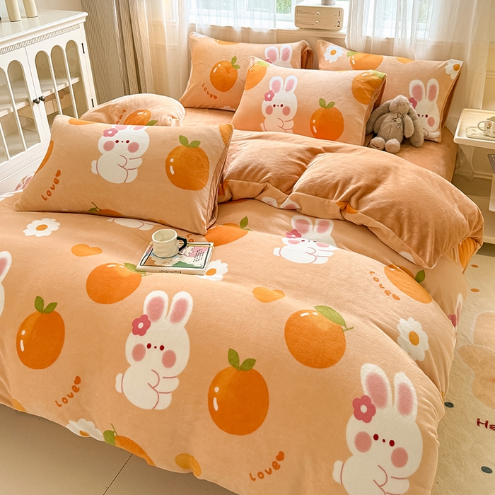 91家纺网 家纺一手货源 找家纺 （总）卡罗兰 2025新款200克牛奶绒小清新印花四件套