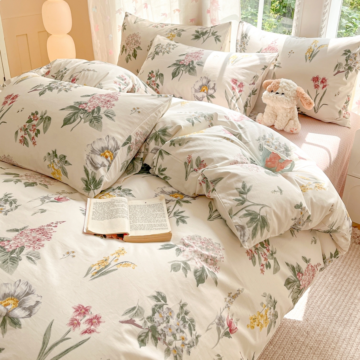 91家纺网 家纺一手货源 找家纺 柠馨 2025新款全棉印花四件套安凡妮系列 肆春