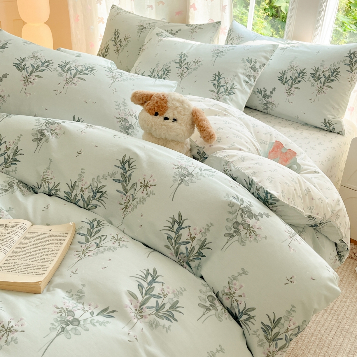 91家纺网 家纺一手货源 找家纺 柠馨 2025新款全棉印花四件套安凡妮系列 雾恋