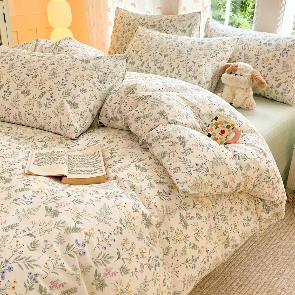 91家纺网 家纺一手货源 找家纺 柠馨 2025新款全棉印花四件套安凡妮系列 昔瑾