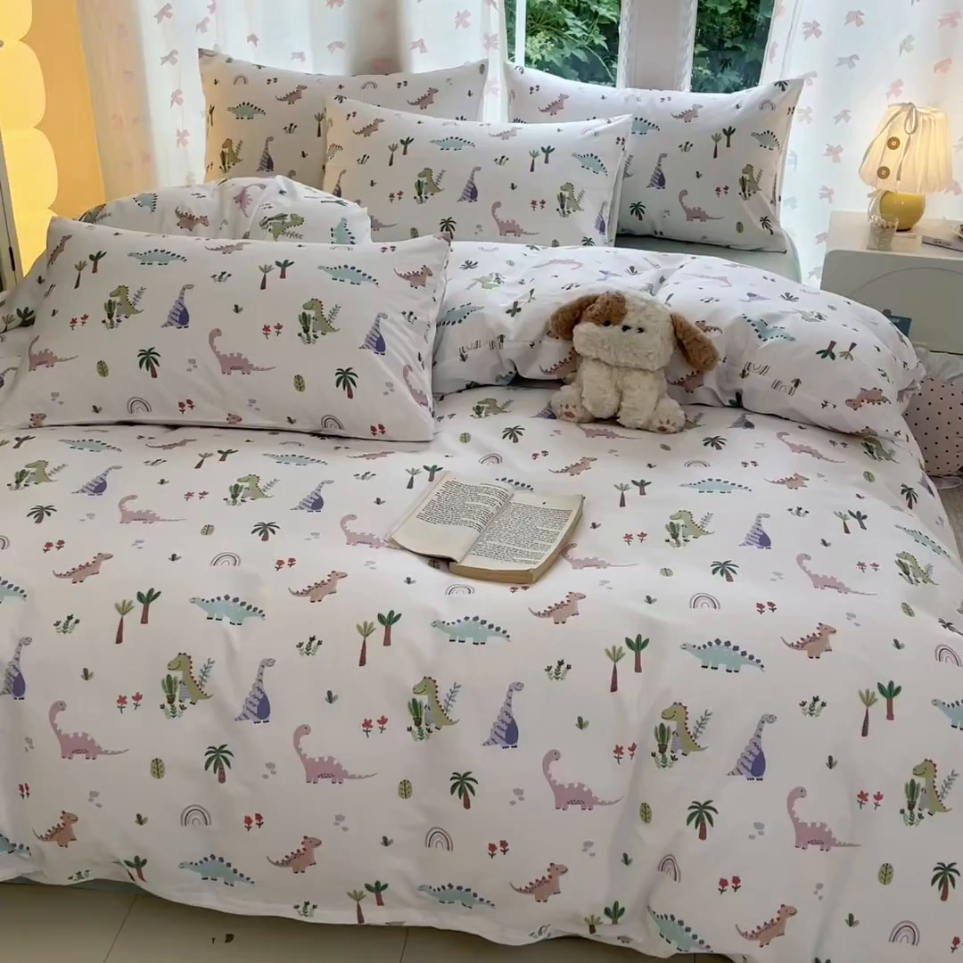 91家纺网 家纺一手货源 找家纺 柠馨 2025新款全棉印花四件套安凡妮系列 小萌龙