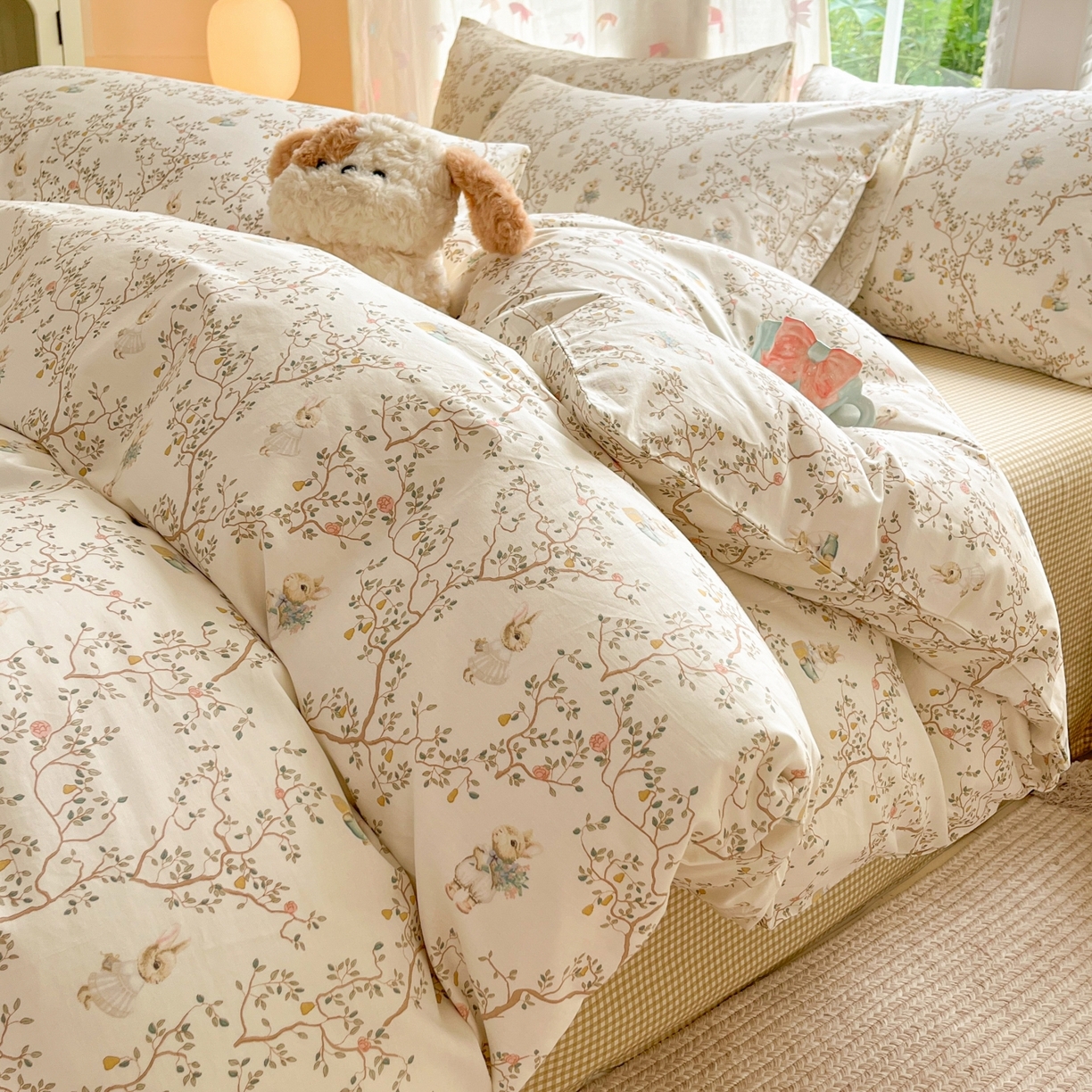 91家纺网 家纺一手货源 找家纺 柠馨 2025新款全棉印花四件套安凡妮系列 逸尘