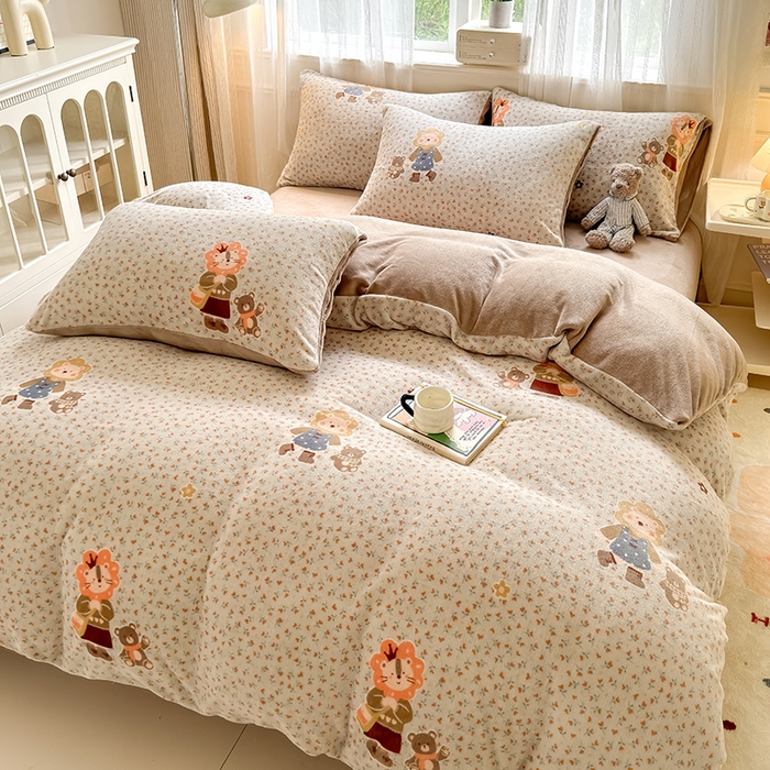 91家纺网 家纺一手货源 找家纺 （总）卡罗兰 2025新款200克牛奶绒小清新印花四件套