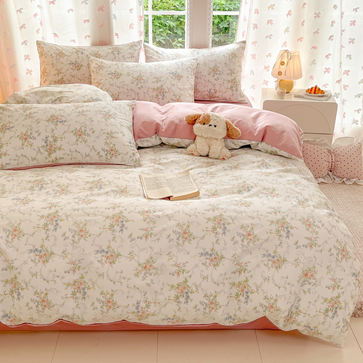 91家纺网 家纺一手货源 找家纺 柠馨 2025新款全棉印花四件套安凡妮系列 逐梦