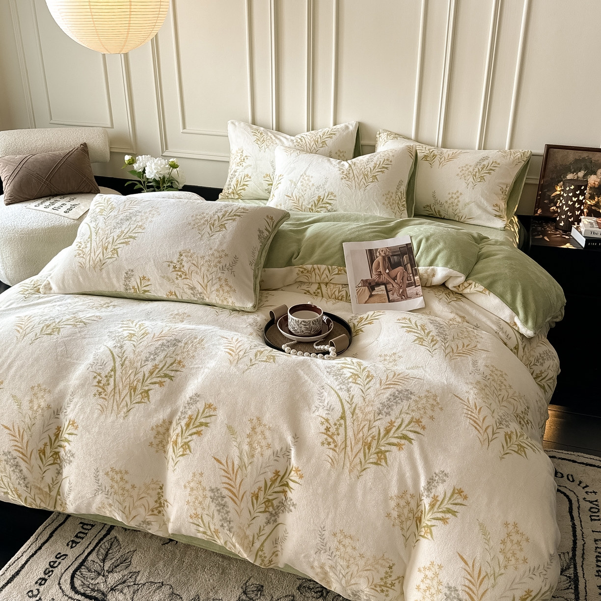 91家纺网 家纺一手货源 找家纺 （总）卡罗兰 2025新款200克牛奶绒小清新印花四件套