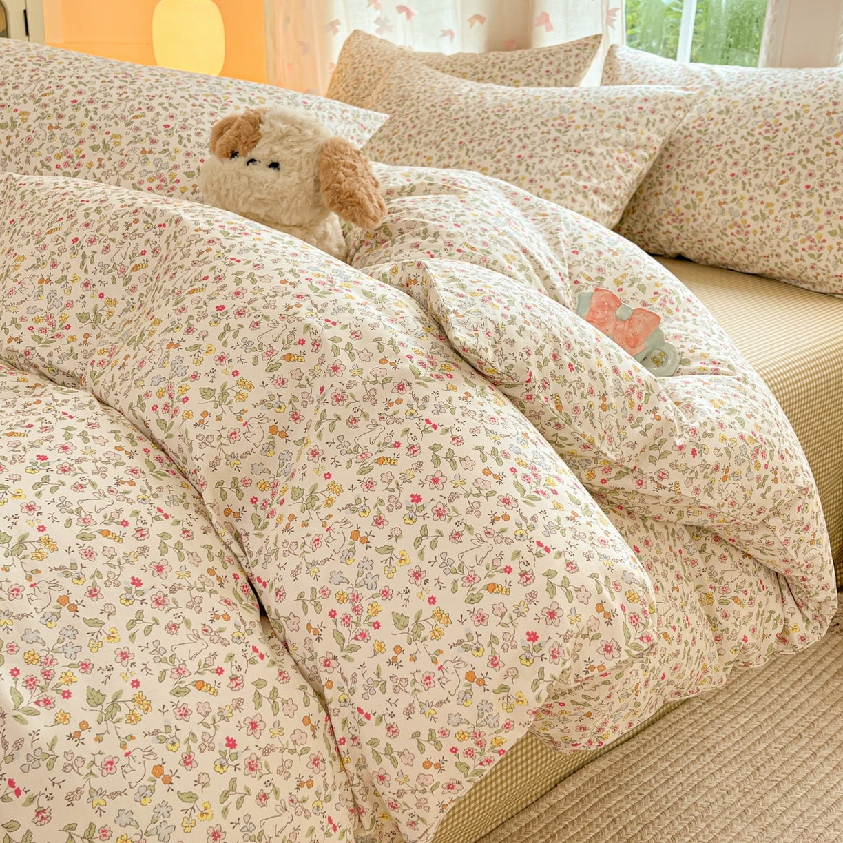 91家纺网 家纺一手货源 找家纺 （总）柠馨 2025新款全棉印花四件套安凡妮系列