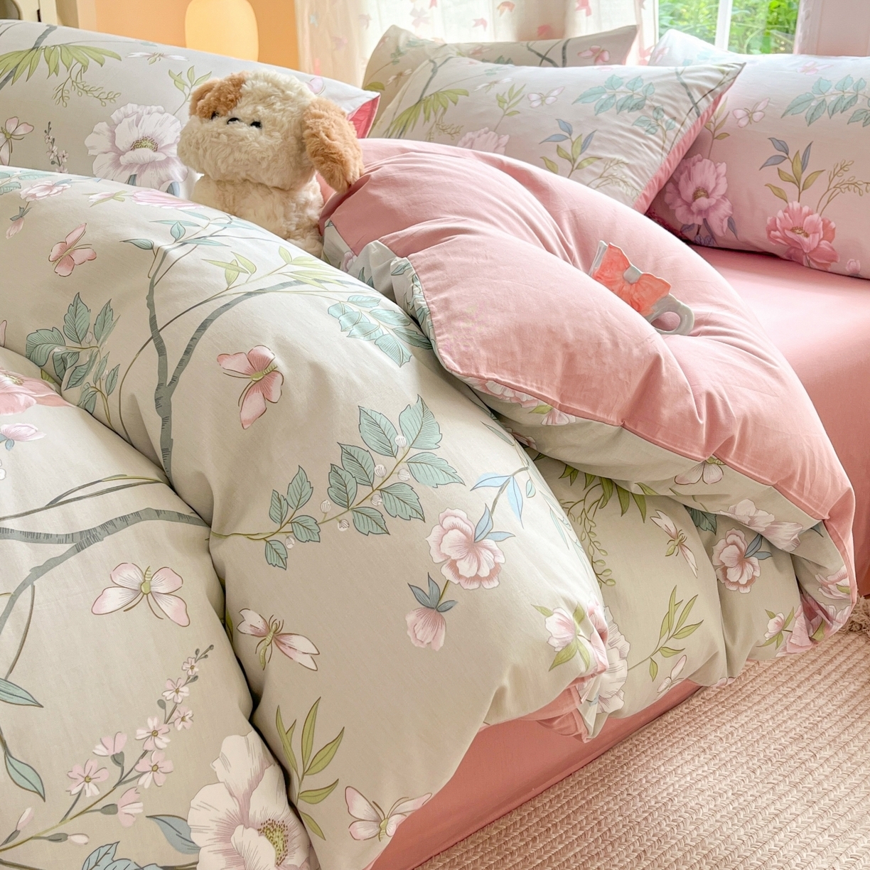 91家纺网 家纺一手货源 找家纺 （总）柠馨 2025新款全棉印花四件套安凡妮系列