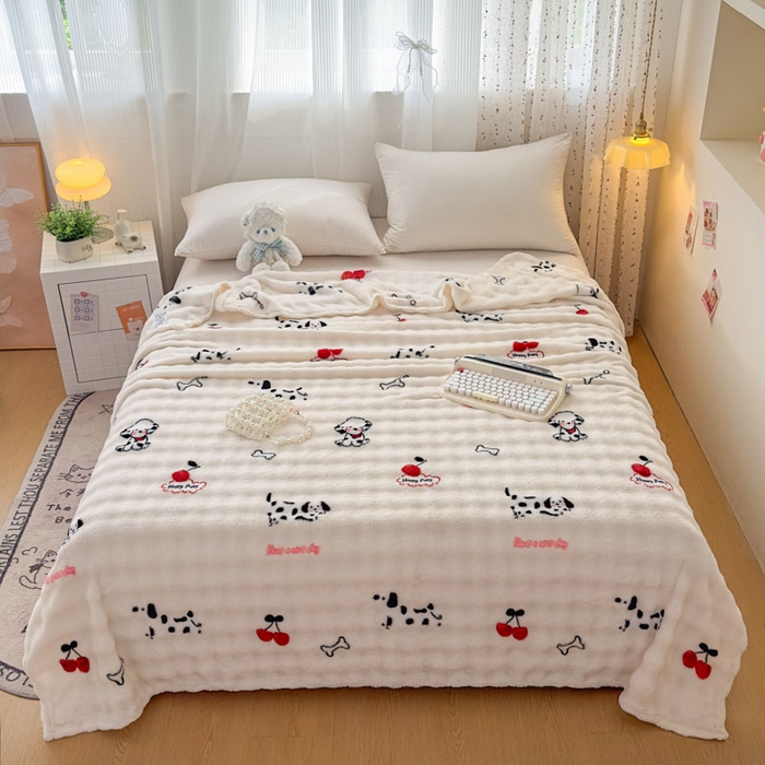 91家纺网 家纺一手货源 找家纺 （总）爱彼家纺 2025秋冬新款泡泡绒印花毛毯毯子多功能盖毯-系列二