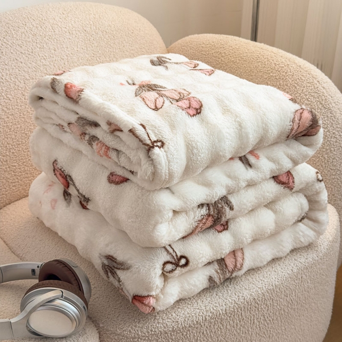91家纺网 家纺一手货源 找家纺 （总）爱彼家纺 2025秋冬新款泡泡绒印花毛毯毯子多功能盖毯-系列二