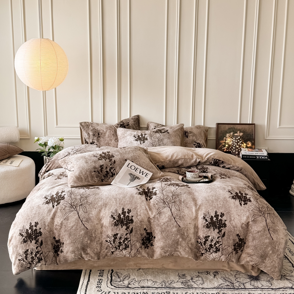 91家纺网 家纺一手货源 找家纺 （总）卡罗兰 2025新款200克牛奶绒小清新印花四件套