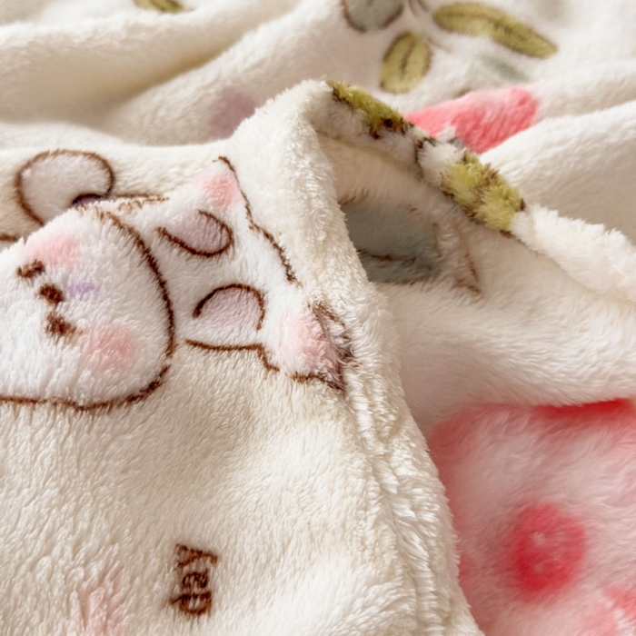 91家纺网 家纺一手货源 找家纺 爱彼家纺 2025秋冬新款泡泡绒印花毛毯毯子多功能盖毯-系列二 青青小免