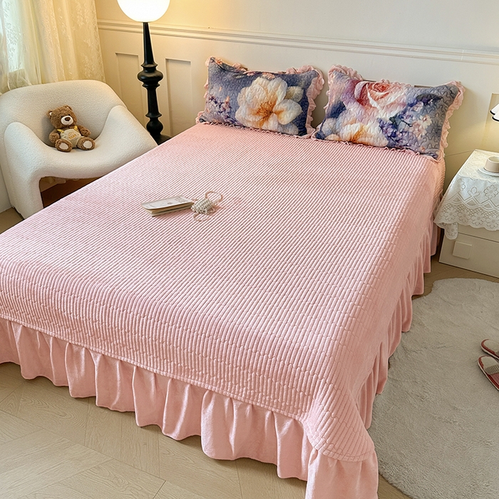 91家纺网 家纺一手货源 找家纺 （总）雅眠居 2025直播爆款5D大版数码印花牛奶绒床盖四件套宝宝绒床裙