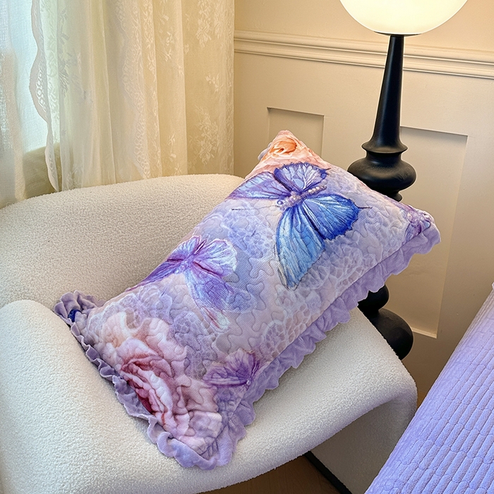 91家纺网 家纺一手货源 找家纺 雅眠居 2025直播爆款5D大版数码印花牛奶绒床盖四件套宝宝绒床裙 蝴蝶花