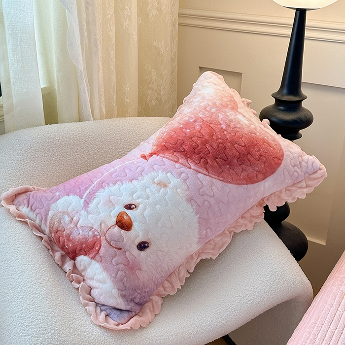 91家纺网 家纺一手货源 找家纺 雅眠居 2025直播爆款5D大版数码印花牛奶绒床盖四件套宝宝绒床裙 可爱熊