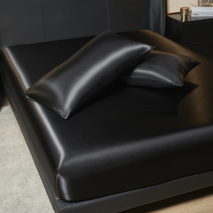 91家纺网 家纺一手货源 找家纺 柏钧家纺 2025新款轻奢款跨境外贸可定制色丁床笠不防水款  全尺寸多规格 黑