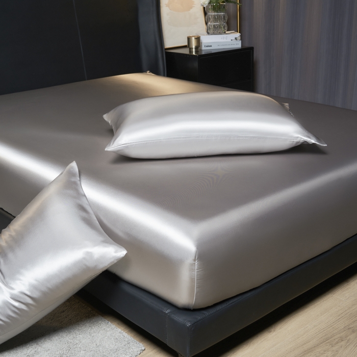 91家纺网 家纺一手货源 找家纺 柏钧家纺 2025新款轻奢款跨境外贸可定制色丁床笠不防水款  全尺寸多规格 灰