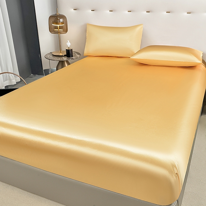 91家纺网 家纺一手货源 找家纺 柏钧家纺 2025新款轻奢款跨境外贸可定制色丁床笠不防水款  全尺寸多规格 驼