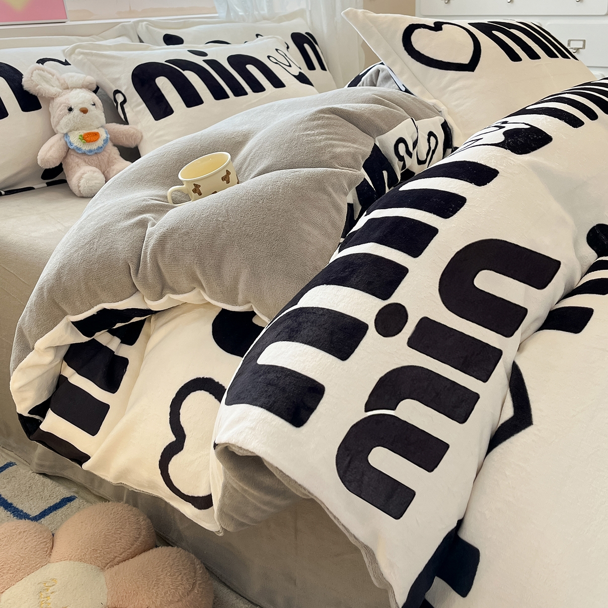 卡斯诺家纺馆 2025新款高克重牛奶绒印花四件套 如梦令