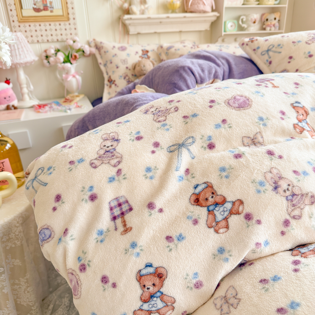 91家纺网 家纺一手货源 找家纺 卡斯诺家纺馆 2025新款高克重牛奶绒印花四件套 苏颜