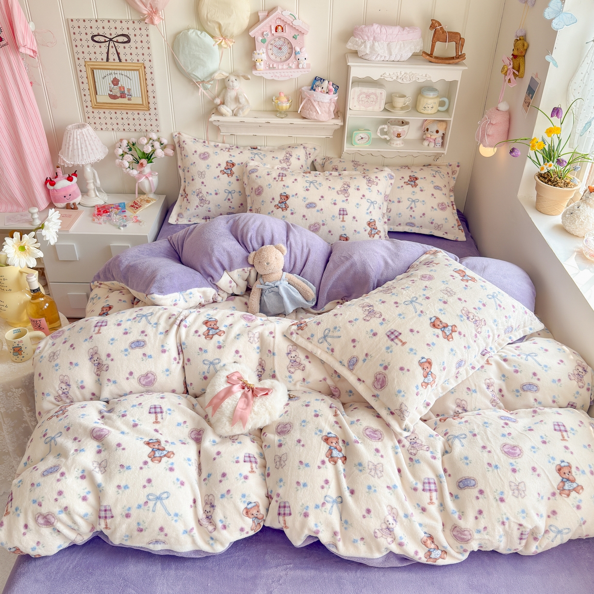 91家纺网 家纺一手货源 找家纺 卡斯诺家纺馆 2025新款高克重牛奶绒印花四件套 苏颜