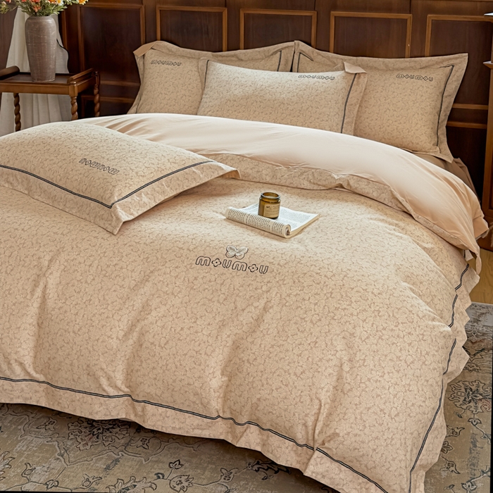 舒慕家纺 2025新款长绒棉磨毛全棉磨毛四件套 梦蝶-黄