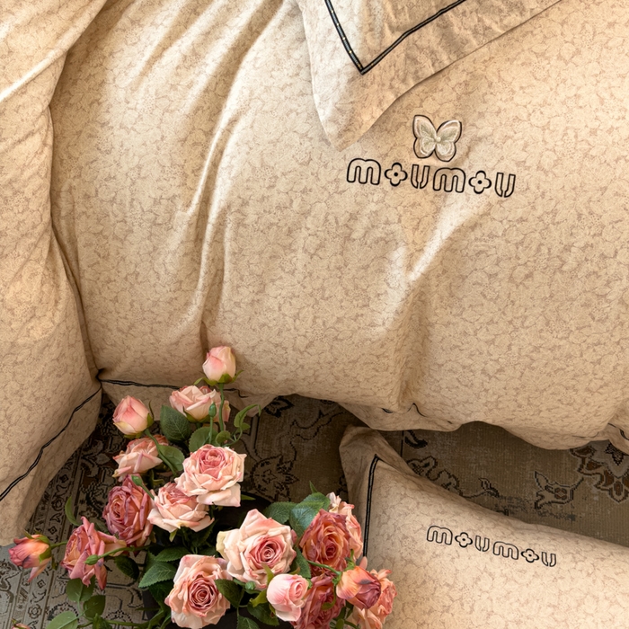 91家纺网 家纺一手货源 找家纺 舒慕家纺 2025新款长绒棉磨毛全棉磨毛四件套 梦蝶-黄