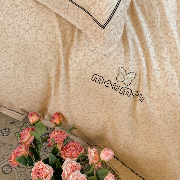 91家纺网 家纺一手货源 找家纺 舒慕家纺 2025新款长绒棉磨毛全棉磨毛四件套 梦蝶-黄