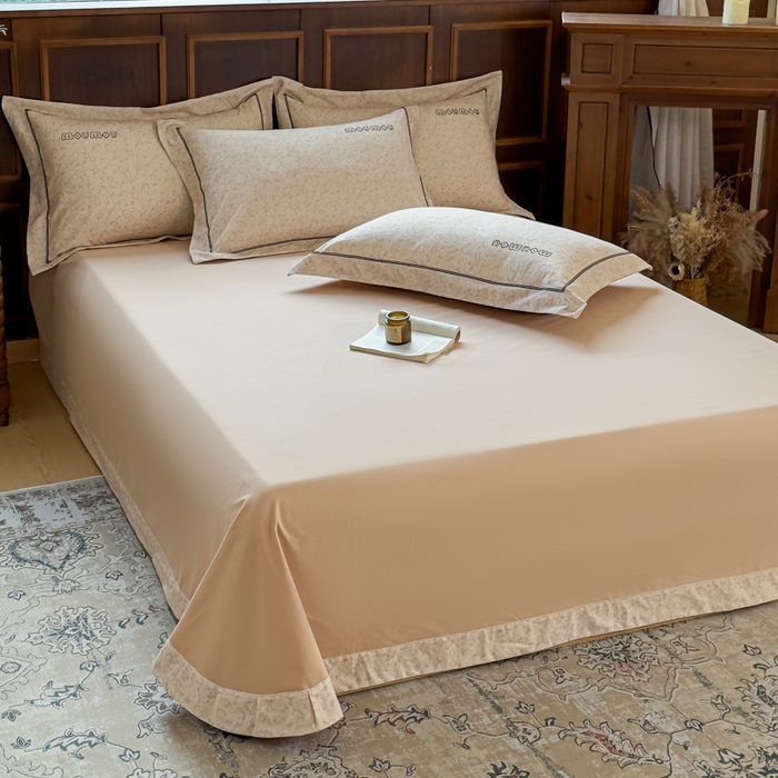 91家纺网 家纺一手货源 找家纺 舒慕家纺 2025新款长绒棉磨毛全棉磨毛四件套 梦蝶-黄