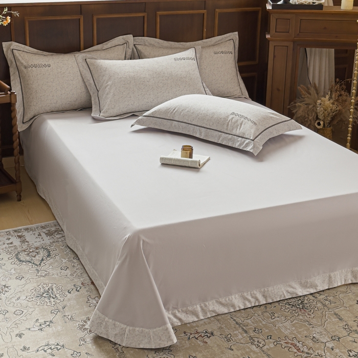 91家纺网 家纺一手货源 找家纺 舒慕家纺 2025新款长绒棉磨毛全棉磨毛四件套 梦蝶-灰