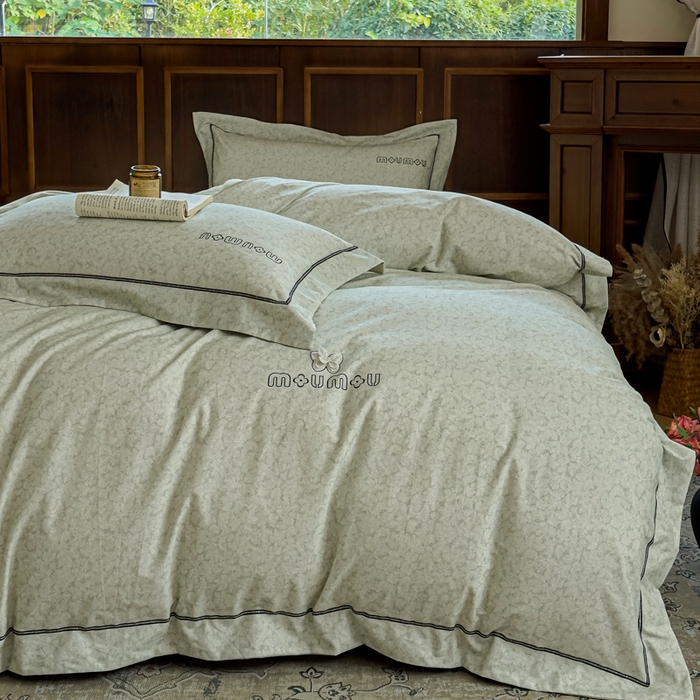 91家纺网 家纺一手货源 找家纺 舒慕家纺 2025新款长绒棉磨毛全棉磨毛四件套 梦蝶-绿