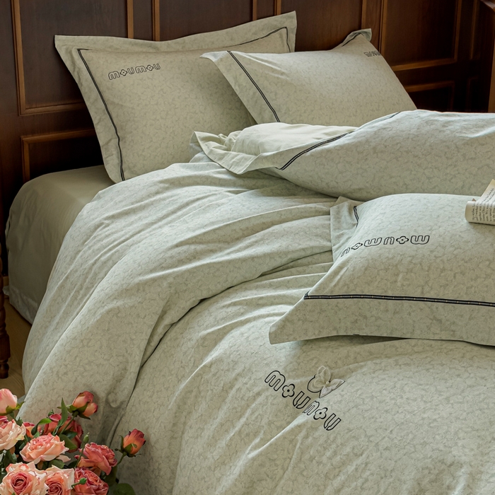 91家纺网 家纺一手货源 找家纺 舒慕家纺 2025新款长绒棉磨毛全棉磨毛四件套 梦蝶-绿