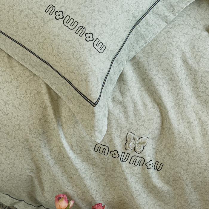 91家纺网 家纺一手货源 找家纺 舒慕家纺 2025新款长绒棉磨毛全棉磨毛四件套 梦蝶-绿