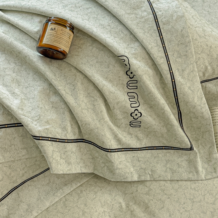 91家纺网 家纺一手货源 找家纺 舒慕家纺 2025新款长绒棉磨毛全棉磨毛四件套 梦蝶-绿