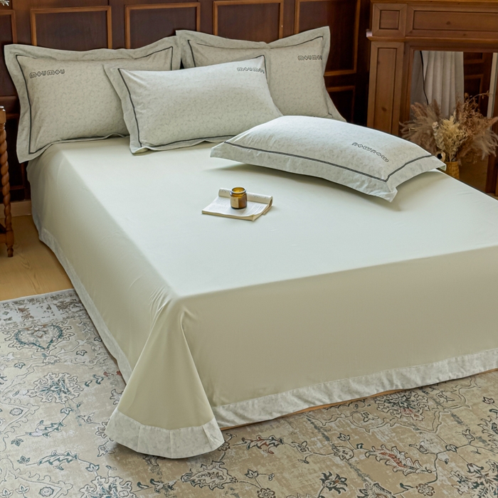 91家纺网 家纺一手货源 找家纺 舒慕家纺 2025新款长绒棉磨毛全棉磨毛四件套 梦蝶-绿