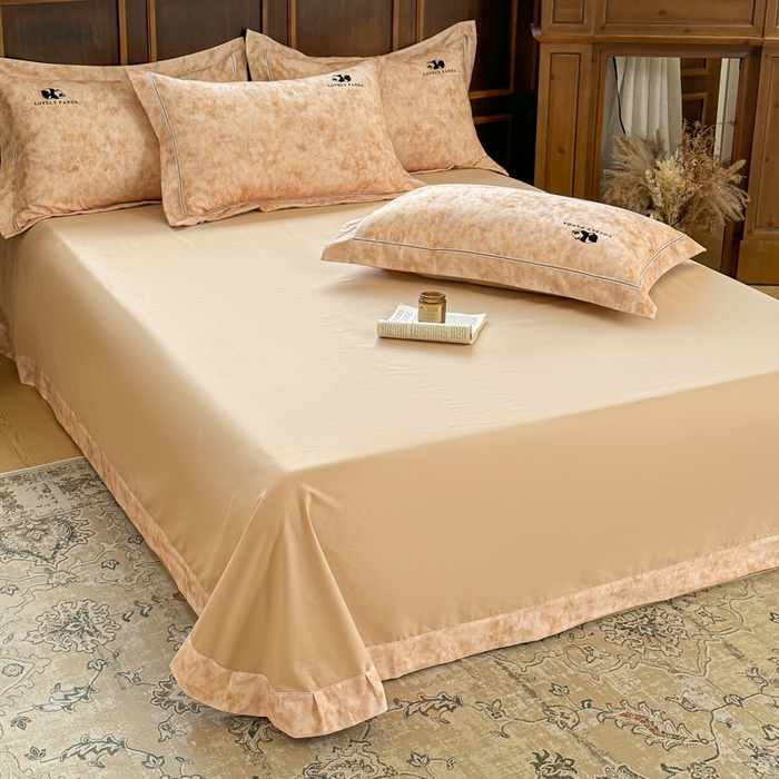 91家纺网 家纺一手货源 找家纺 舒慕家纺 2025新款长绒棉磨毛全棉磨毛四件套 熊猫-橘